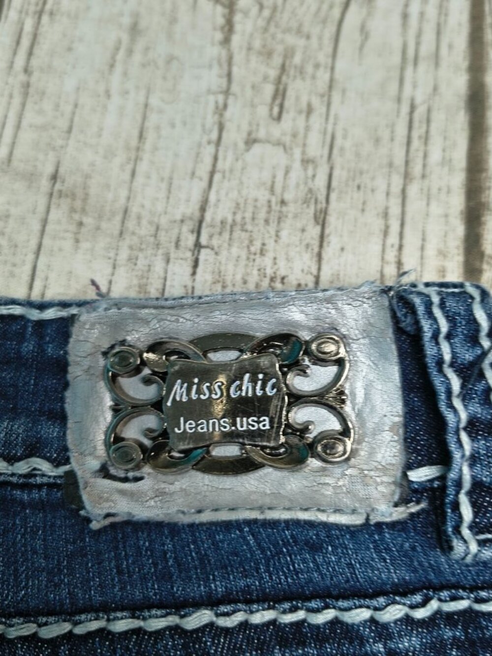 Miss Chic Y2K Rhinestone Ultra Low Rise Jeans Size 7 - Picture 11 of 12